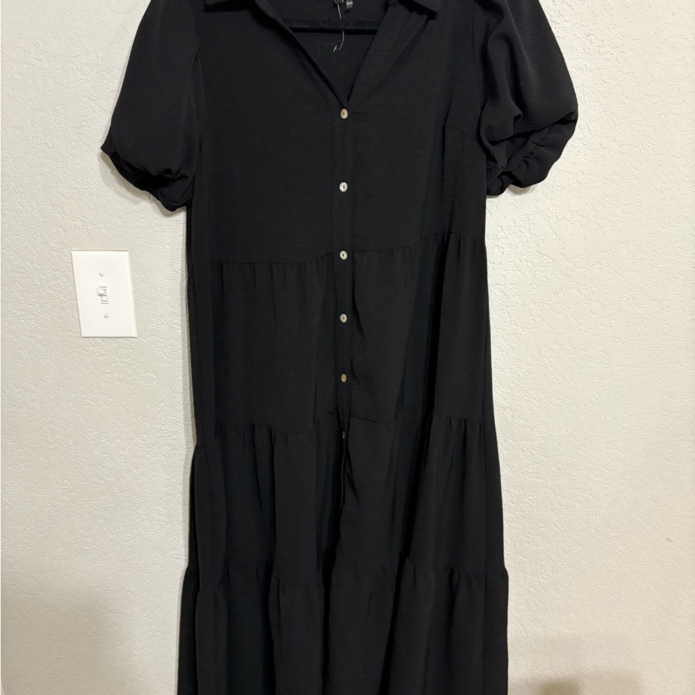 1. State Black Puff Sleeve Maxi Dress